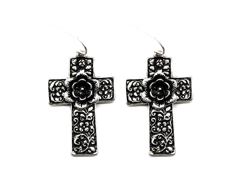 Western Flower Cross Earrings
