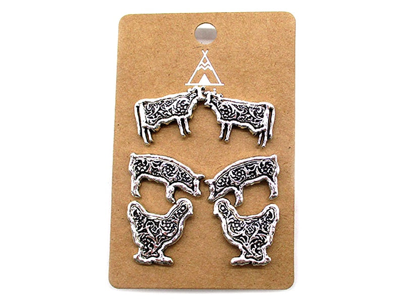 Western Farm Animal 3-Pair Earrings