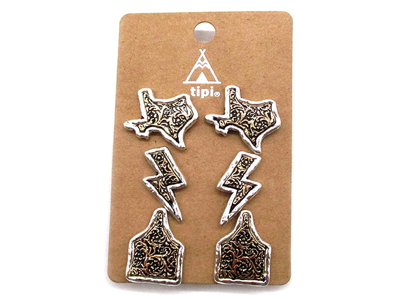 Western Theme 3-Pair Earrings