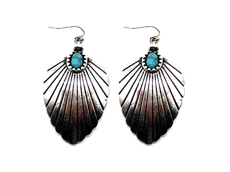 Western Turquoise Sunburst Concho Earrings
