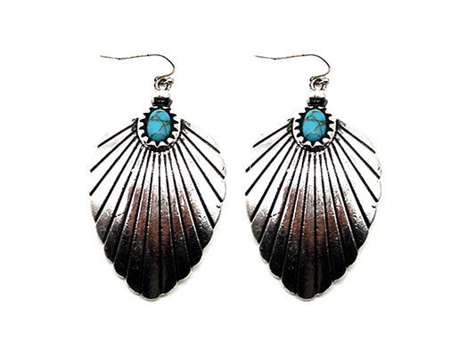 Western Turquoise Sunburst Concho Earrings