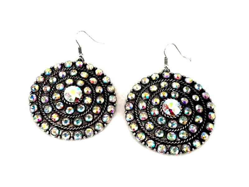 Western Round Concho AB Earrings