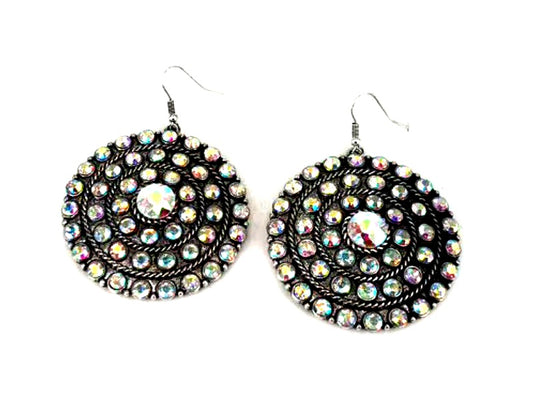 Western Round Concho AB Earrings