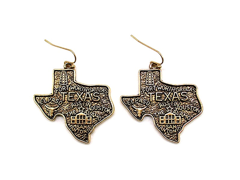 Western Texas Map Dangle Earrings