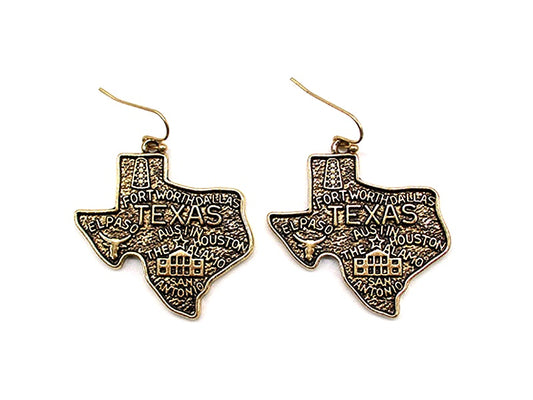 Western Texas Map Dangle Earrings