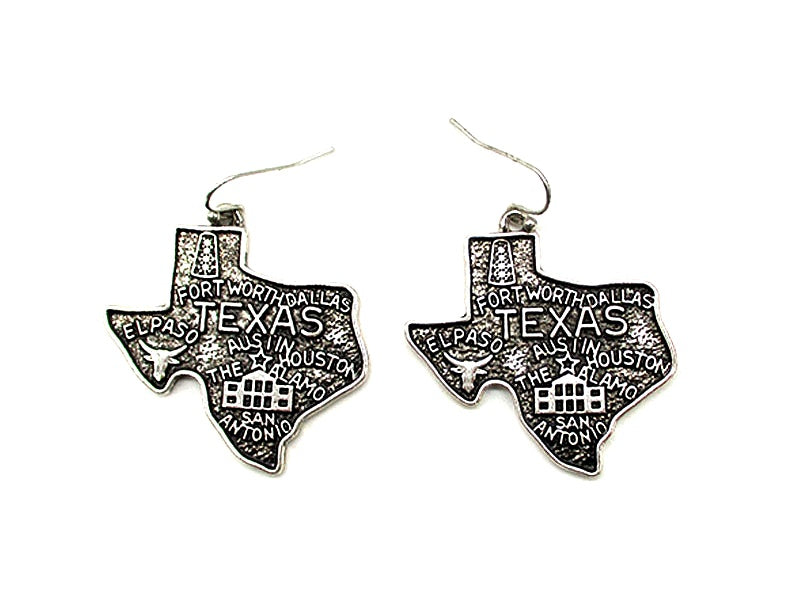 Western Texas Map Dangle Earrings