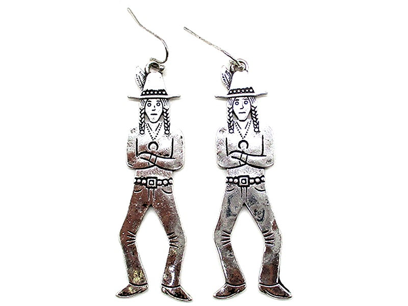 Western Dancing Cowgirl Dangle Earrings