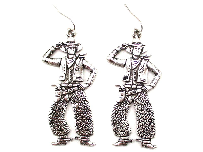 Western Dancing Cowboy Dangle Earrings