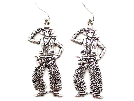 Western Dancing Cowboy Dangle Earrings