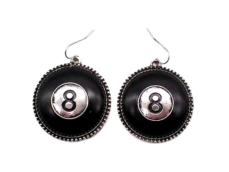 Western 8 Ball Dangle Earrings
