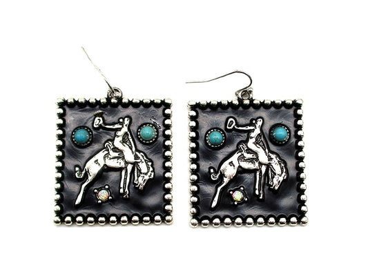 Western Bronc Rider Cowboy Earrings