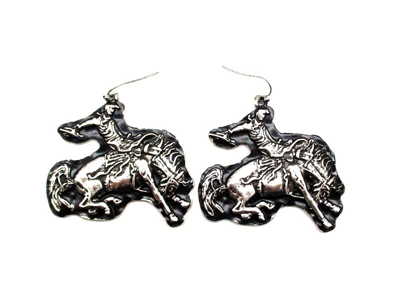 Western Large Bronc Rider Earrings