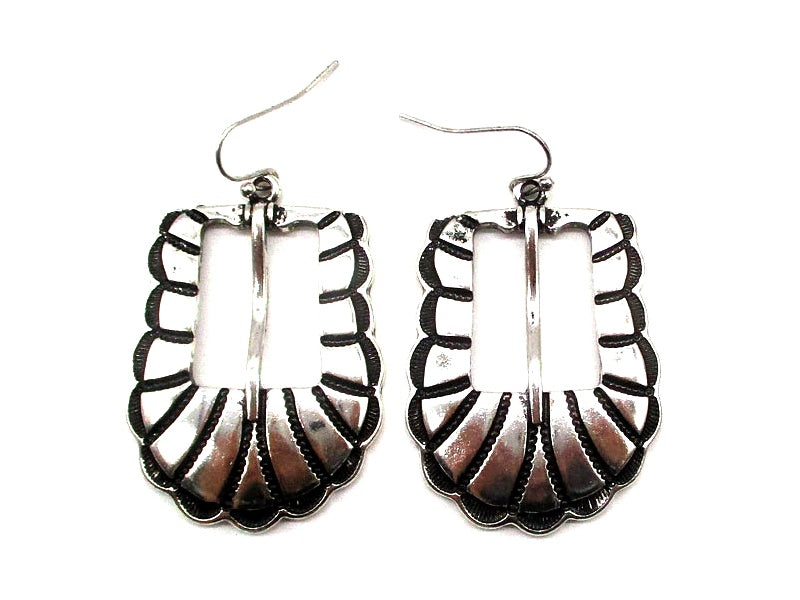 Western Belt Buckle Dangle Earrings