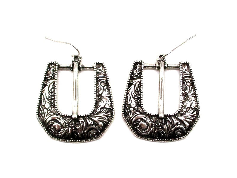 Western Belt Buckle Dangle Earrings