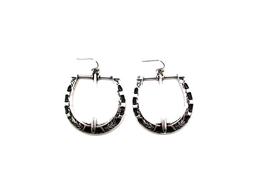 Western Engraved Horseshoe Hoop Earrings