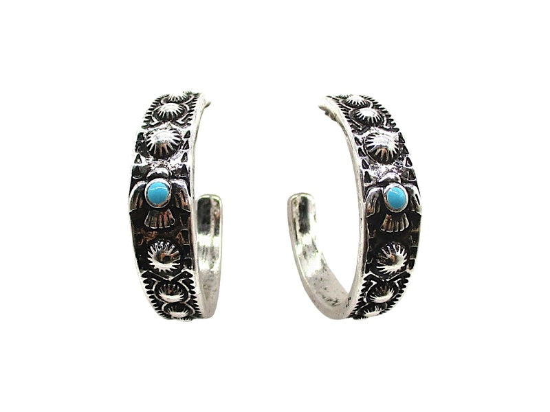 Western Turquoise Hoop Earrings
