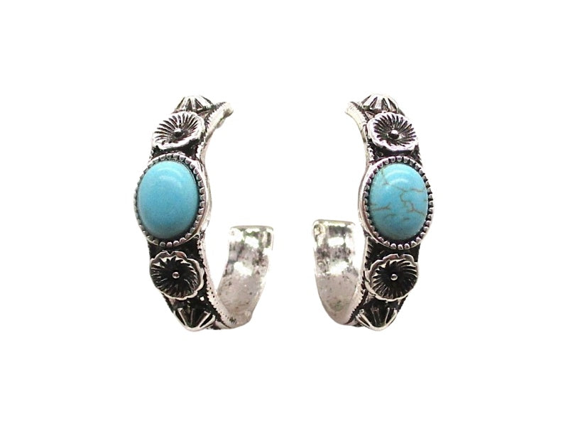 Western Turquoise Hoop Earrings