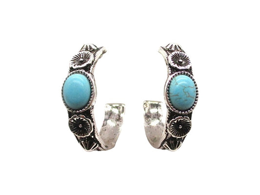 Western Turquoise Hoop Earrings