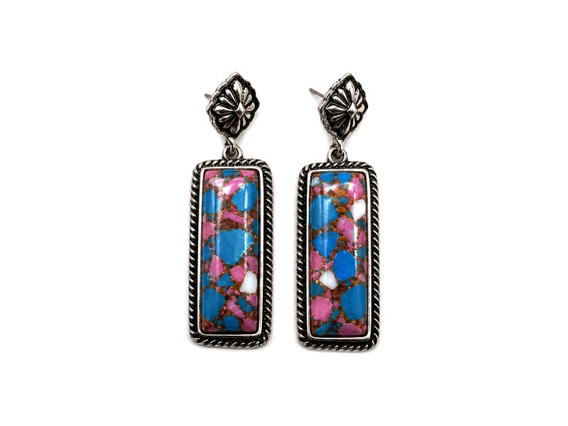 Western Cotton Candy Stone Bar Earrings