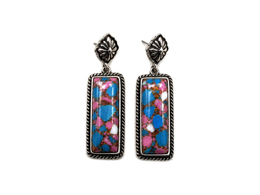 Western Cotton Candy Stone Bar Earrings