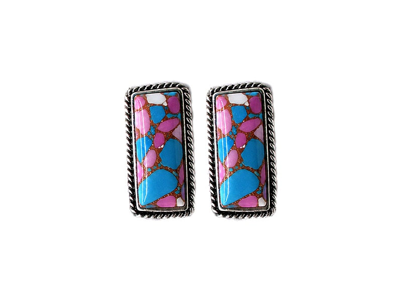 Western Cotton Candy Stone Bar Post Earrings