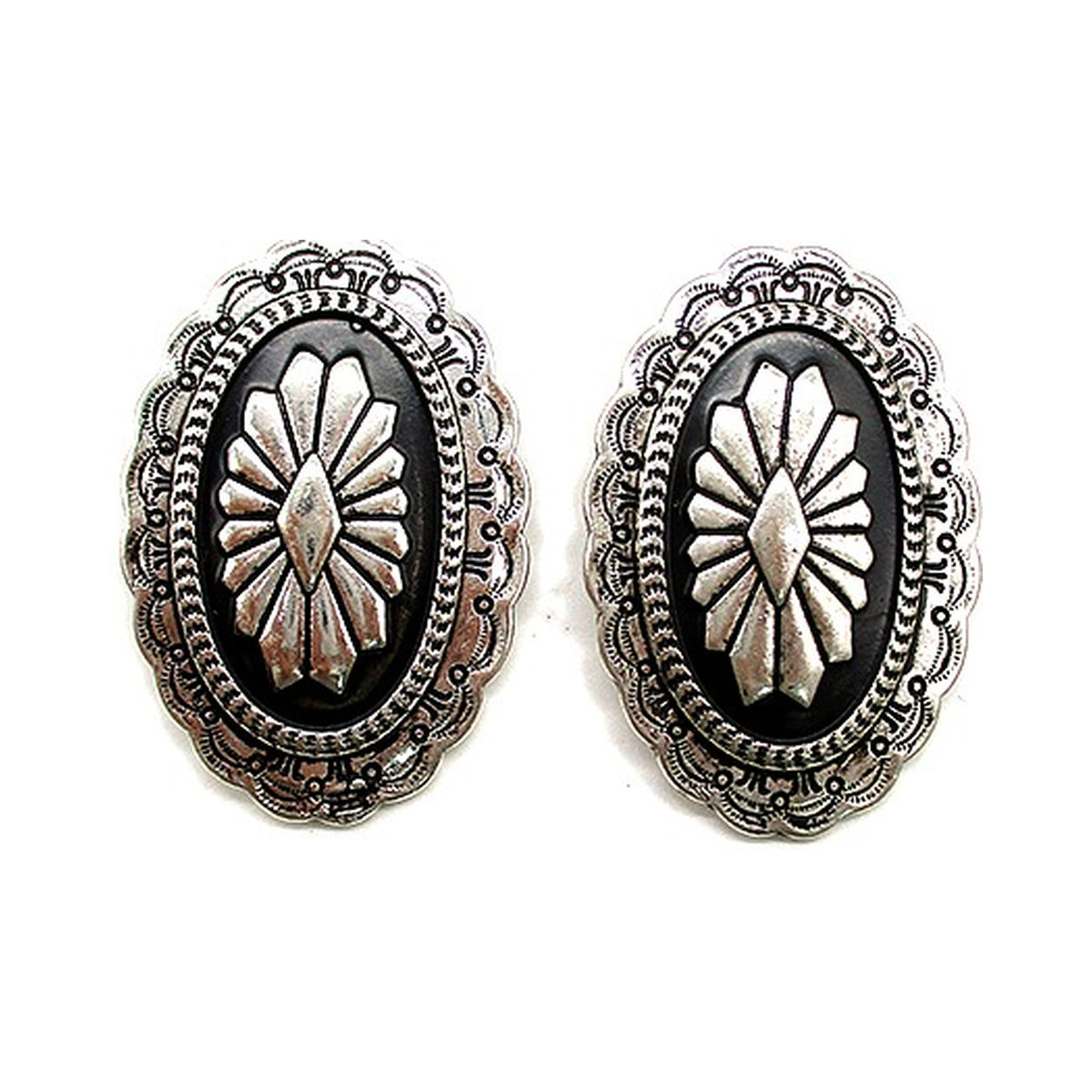 Western Oval Aztec Concho Earrings (SE3353)