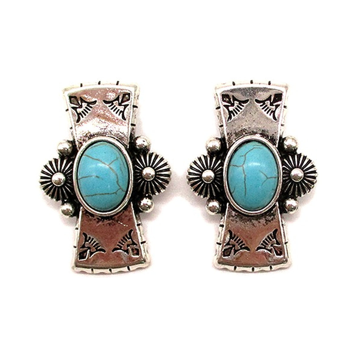 Western Ribbon Concho Earrings
