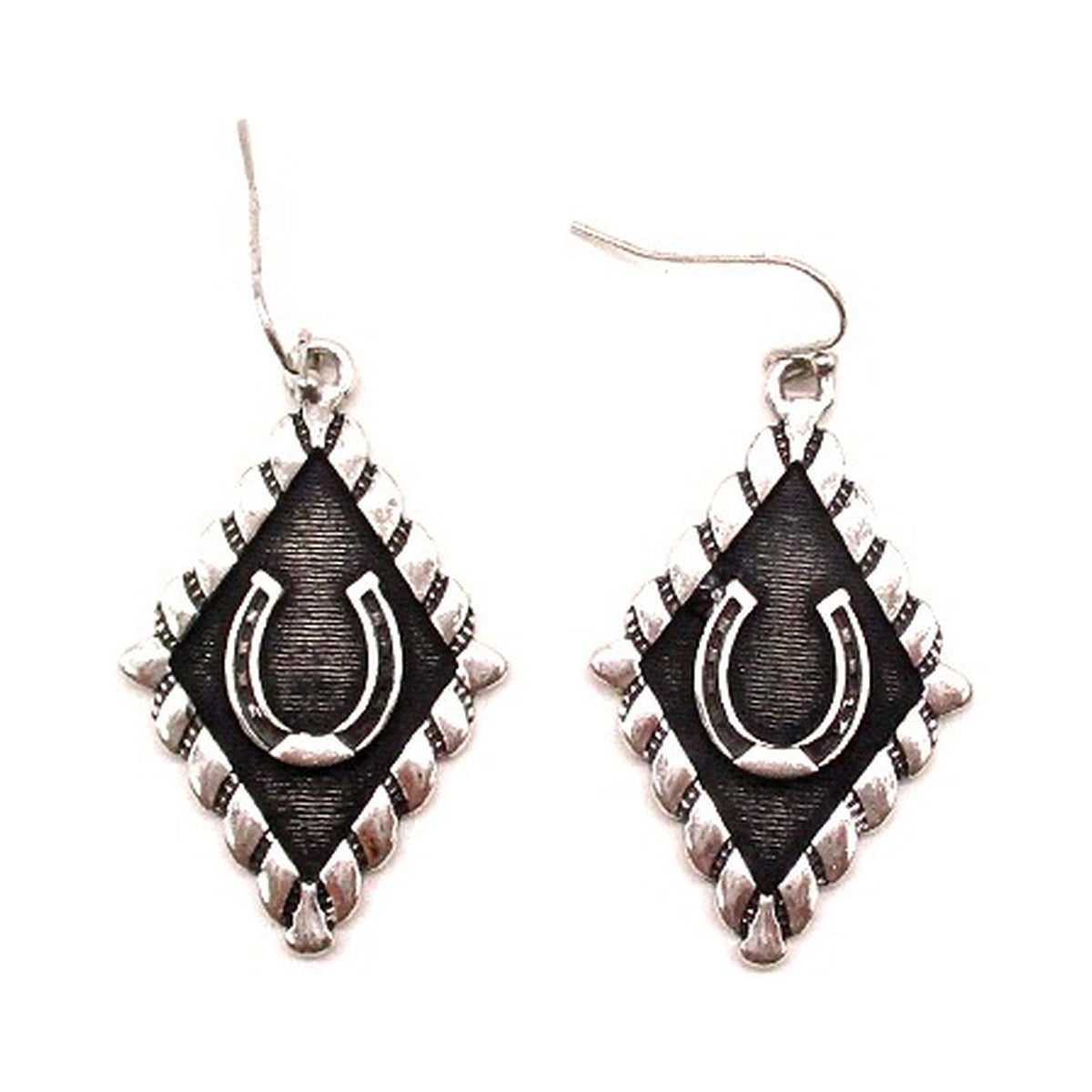 Western Black Horseshoe Earrings