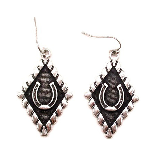 Western Black Horseshoe Earrings