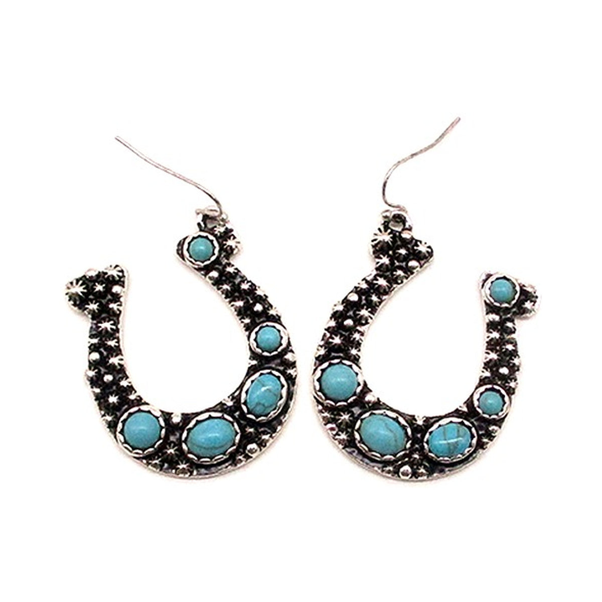 Western Horseshoe Turquoise Earrings (SE3367)
