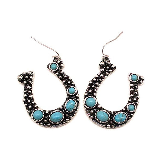 Western Horseshoe Turquoise Earrings (SE3367)