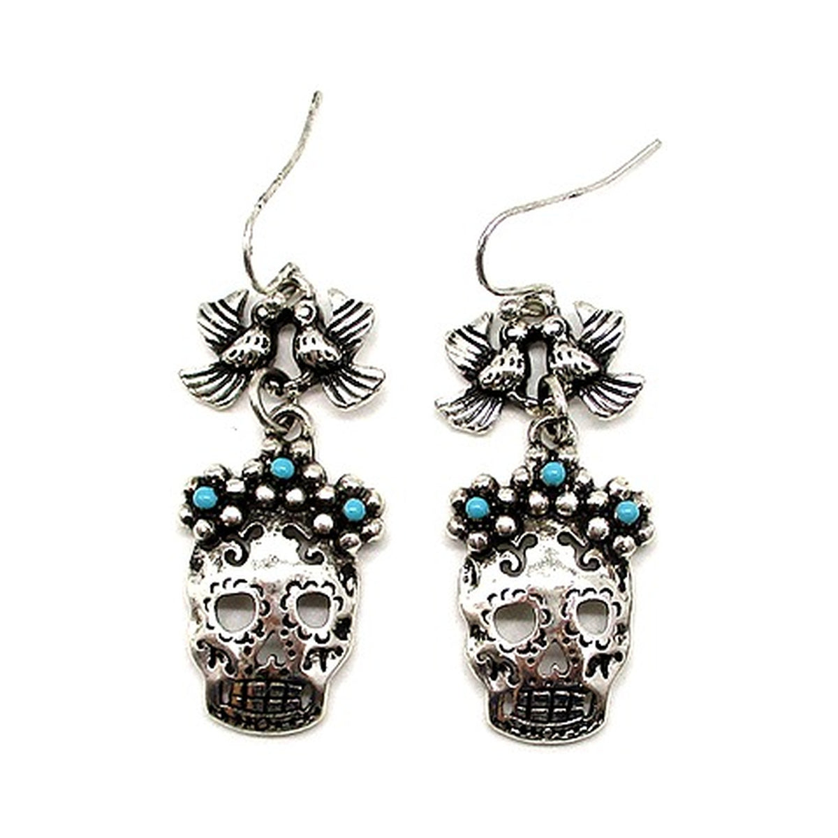 Western Flower Skull Earrings