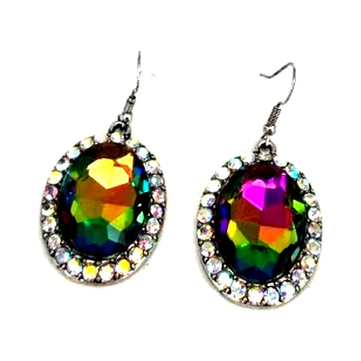 Western Crystal Oval Earrings - Volcano (SE3375)