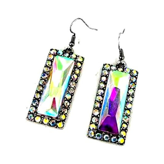 Western Crystal Bar Earrings - AB