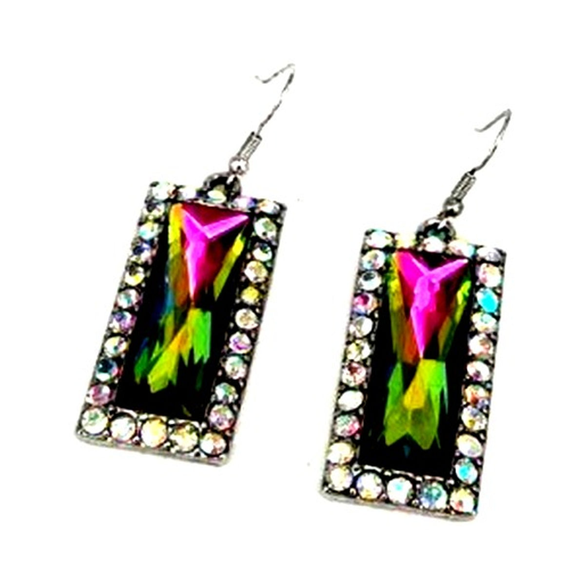 Western Crystal Bar Earrings - Volcano