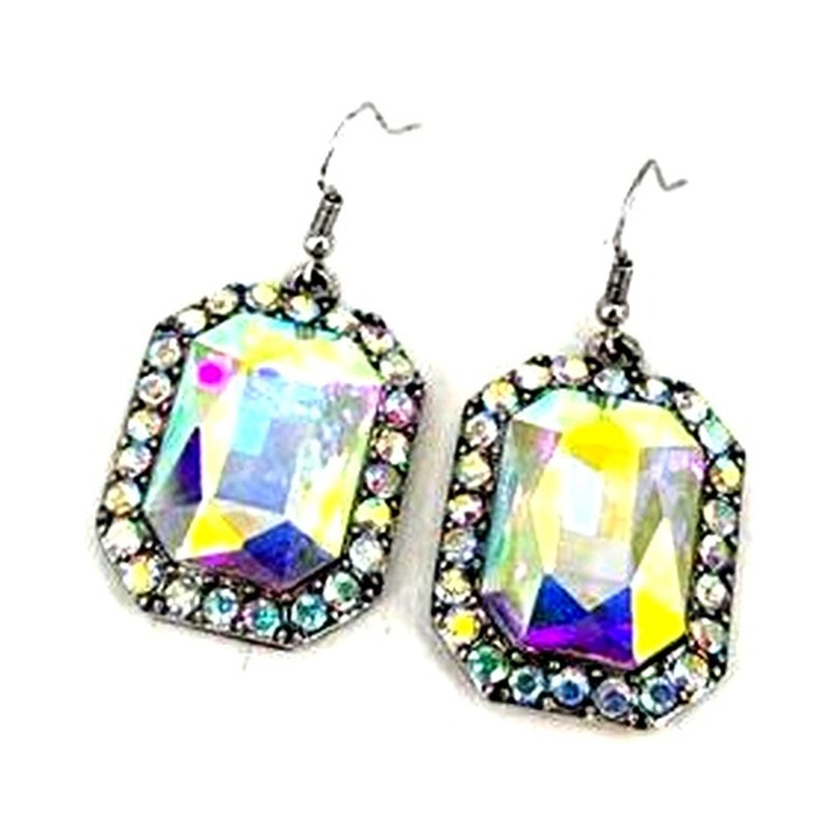 Western Octagon Heart Earrings - AB
