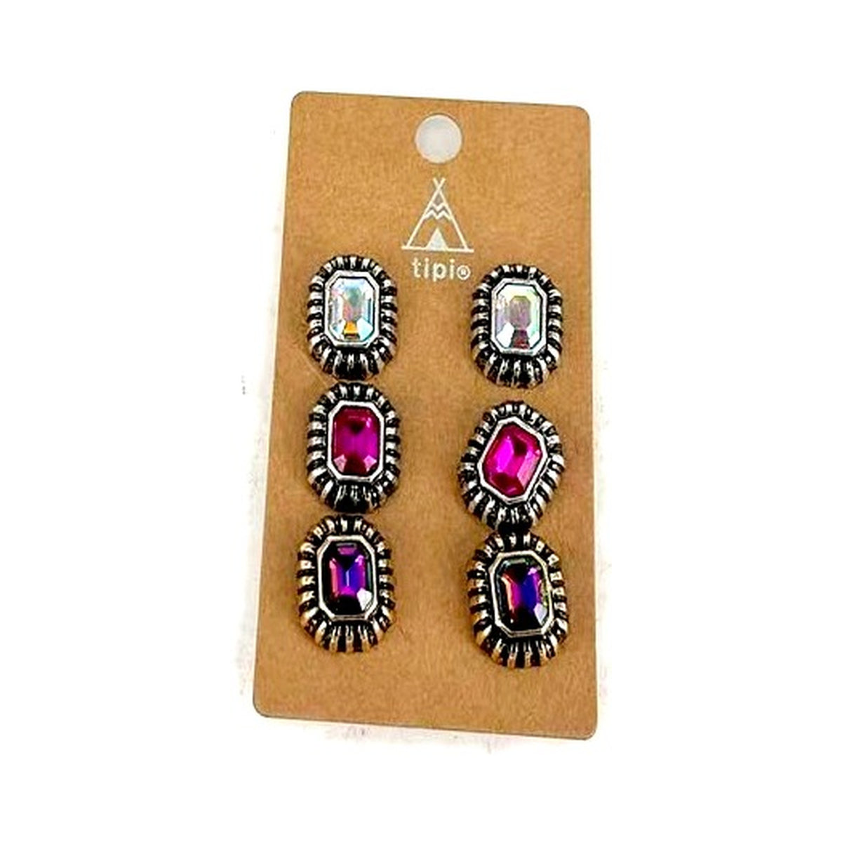 Western Crystal 3 Pair Earrings (SE3381)