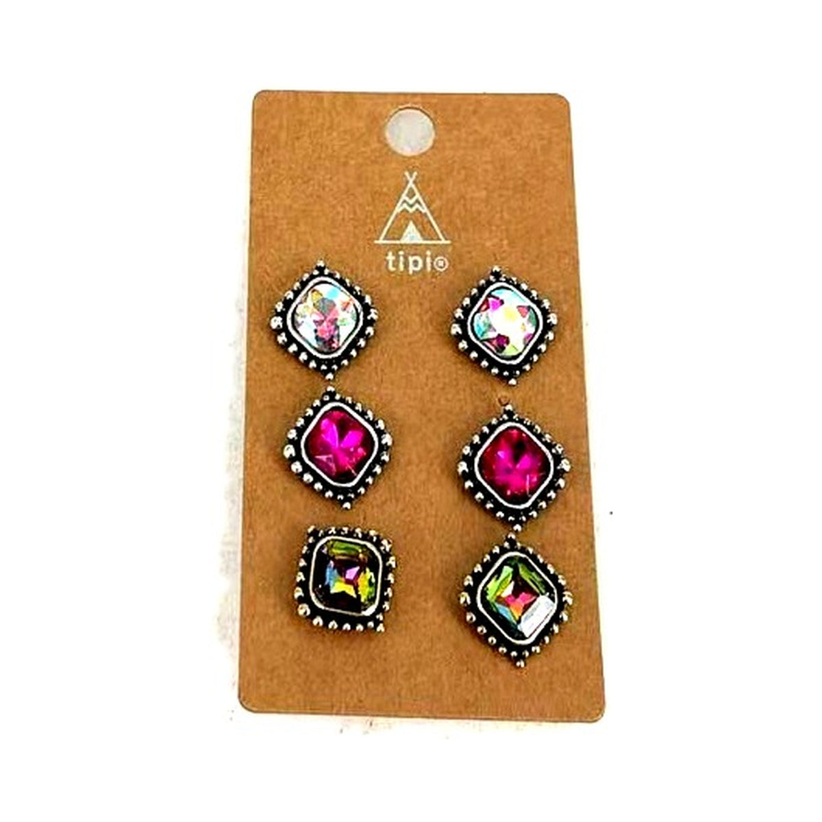 Western Crystal 3 Pair Earrings (SE3386)