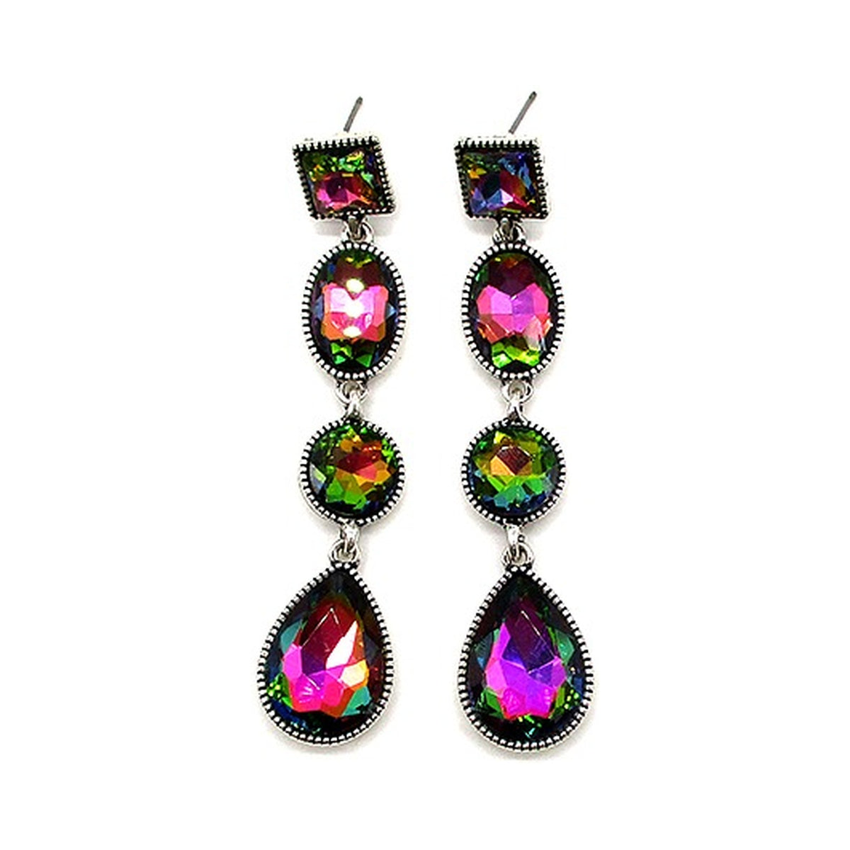 Western Crystal Dangle Earrings - Volcano (SE3391)