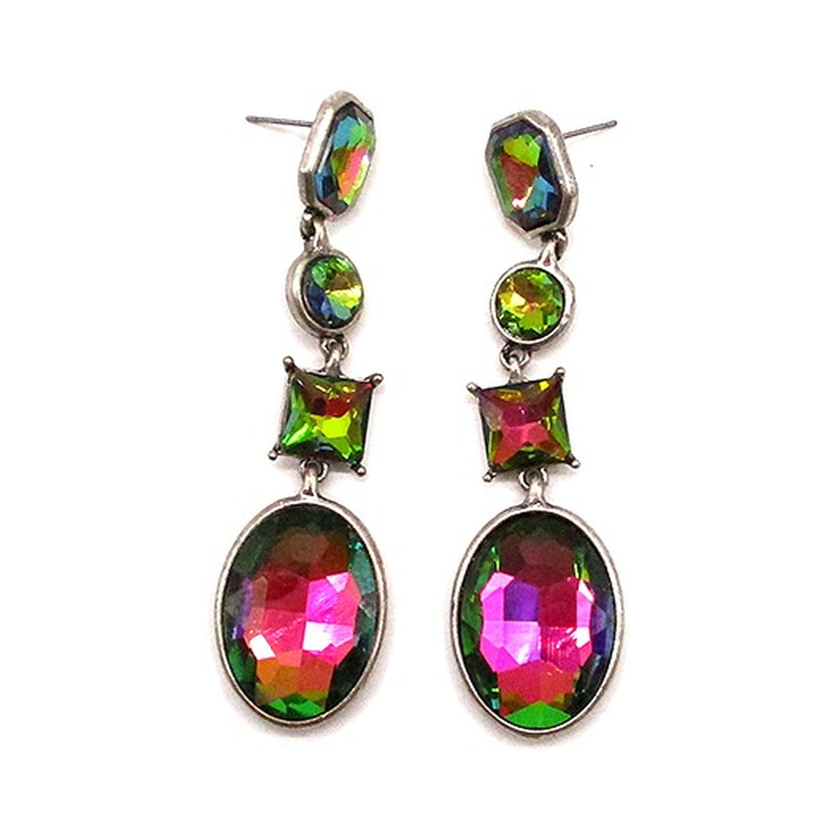 Western Crystal Dangle Earrings - Volcano (SE3392)