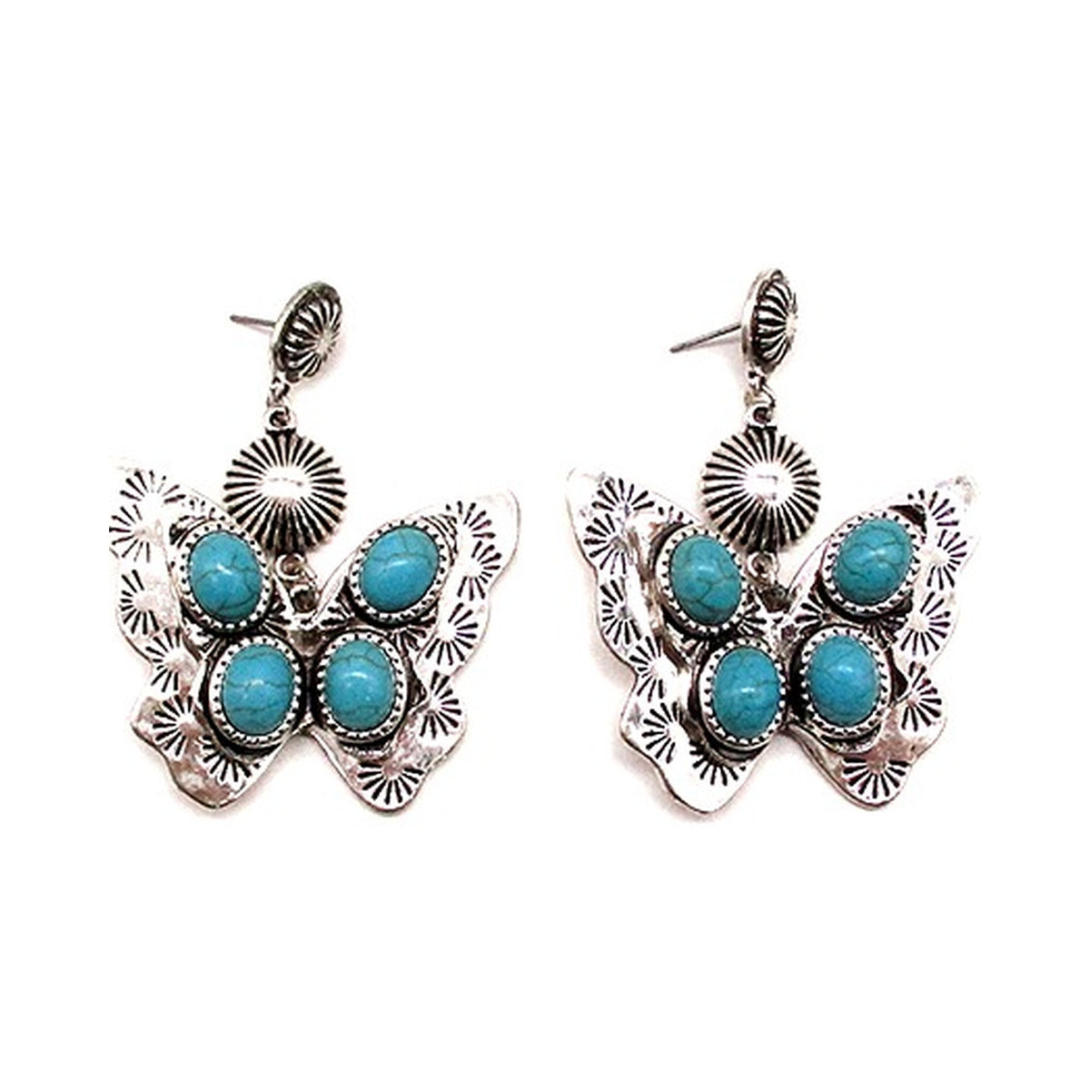 Western Butterfly Turquoise Earrings (SE3397)