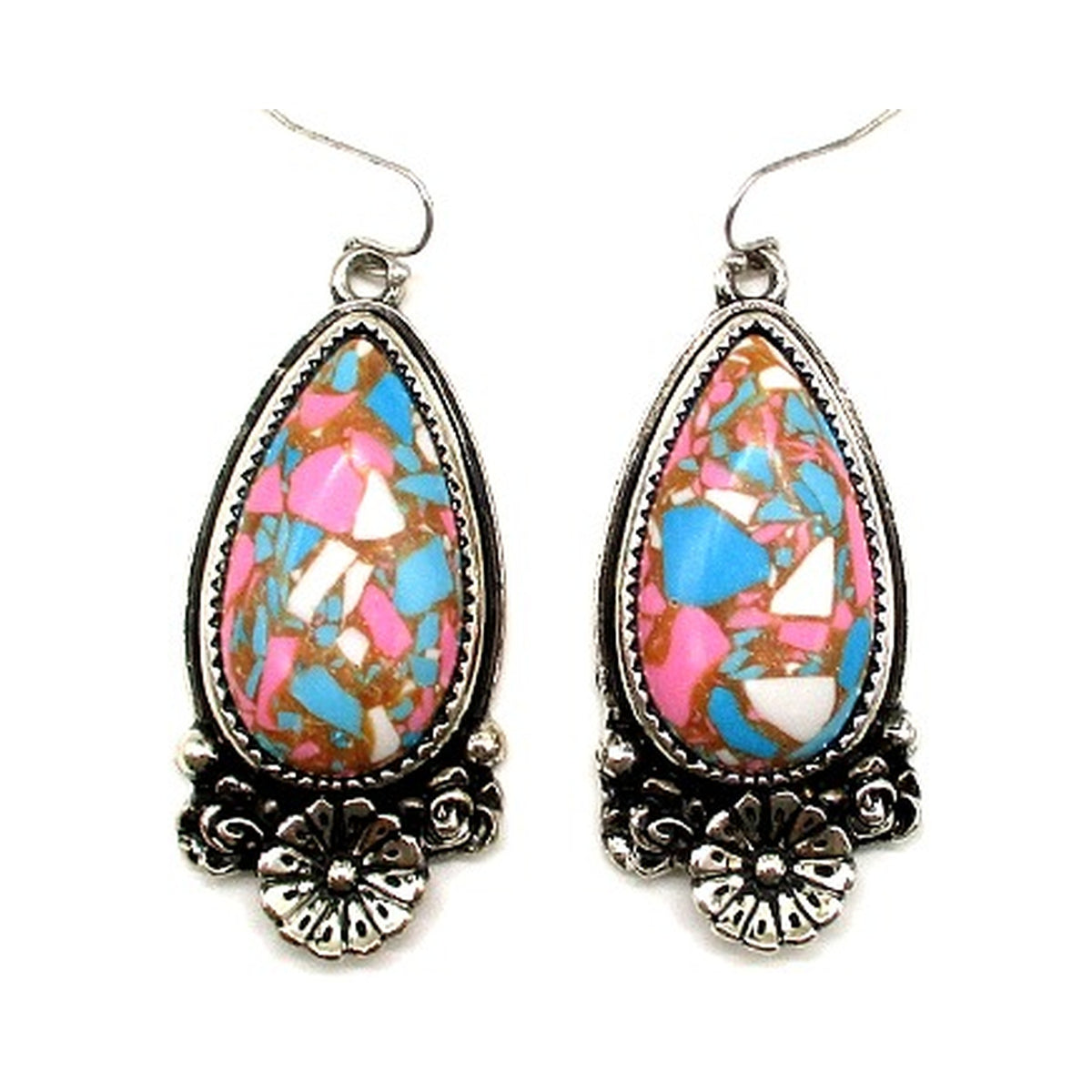 Western Teardrop Turquoise Earrings - Multi