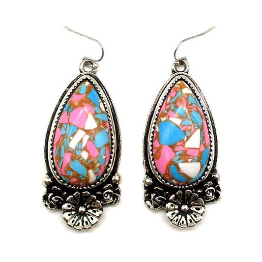 Western Teardrop Turquoise Earrings - Multi