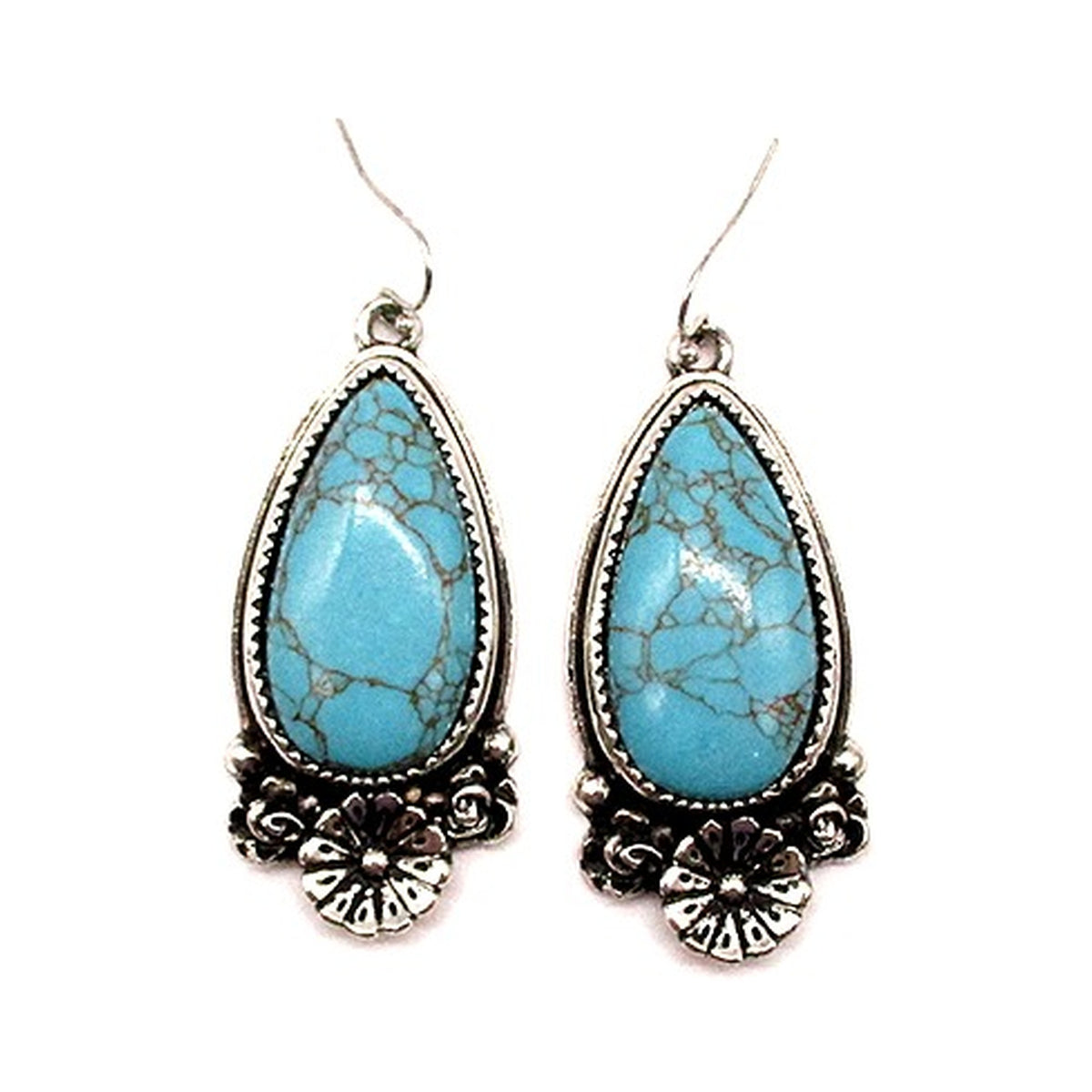 Western Teardrop Turquoise Earrings - Turquoise
