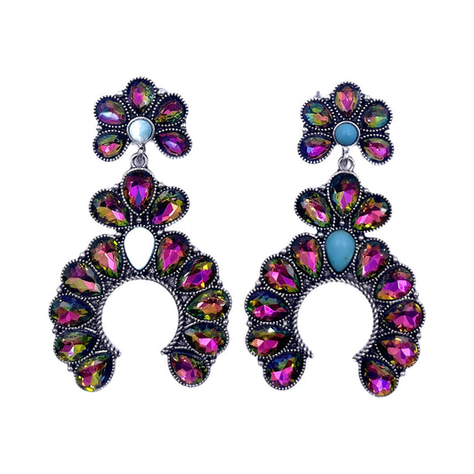 Western Naja Concho Crystal Earrings
