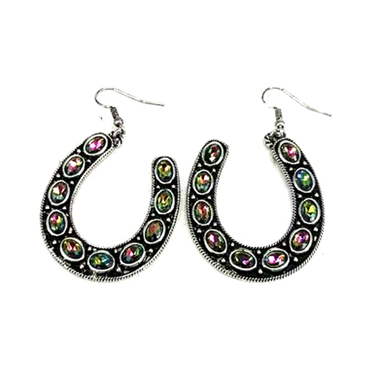 Western Horseshoe Turquoise Earrings - Volcano (SE3415)