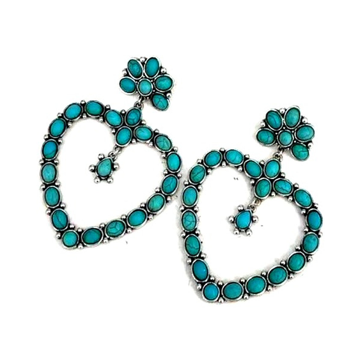 Western Heart Turquoise Earrings - Turquoise