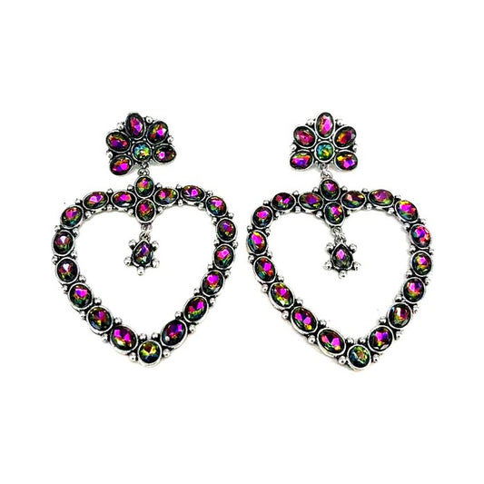 Western Heart Turquoise Earrings - Volcano