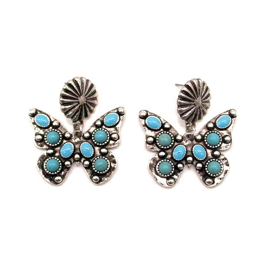 Western Butterfly Turquoise Earrings (SE3424)