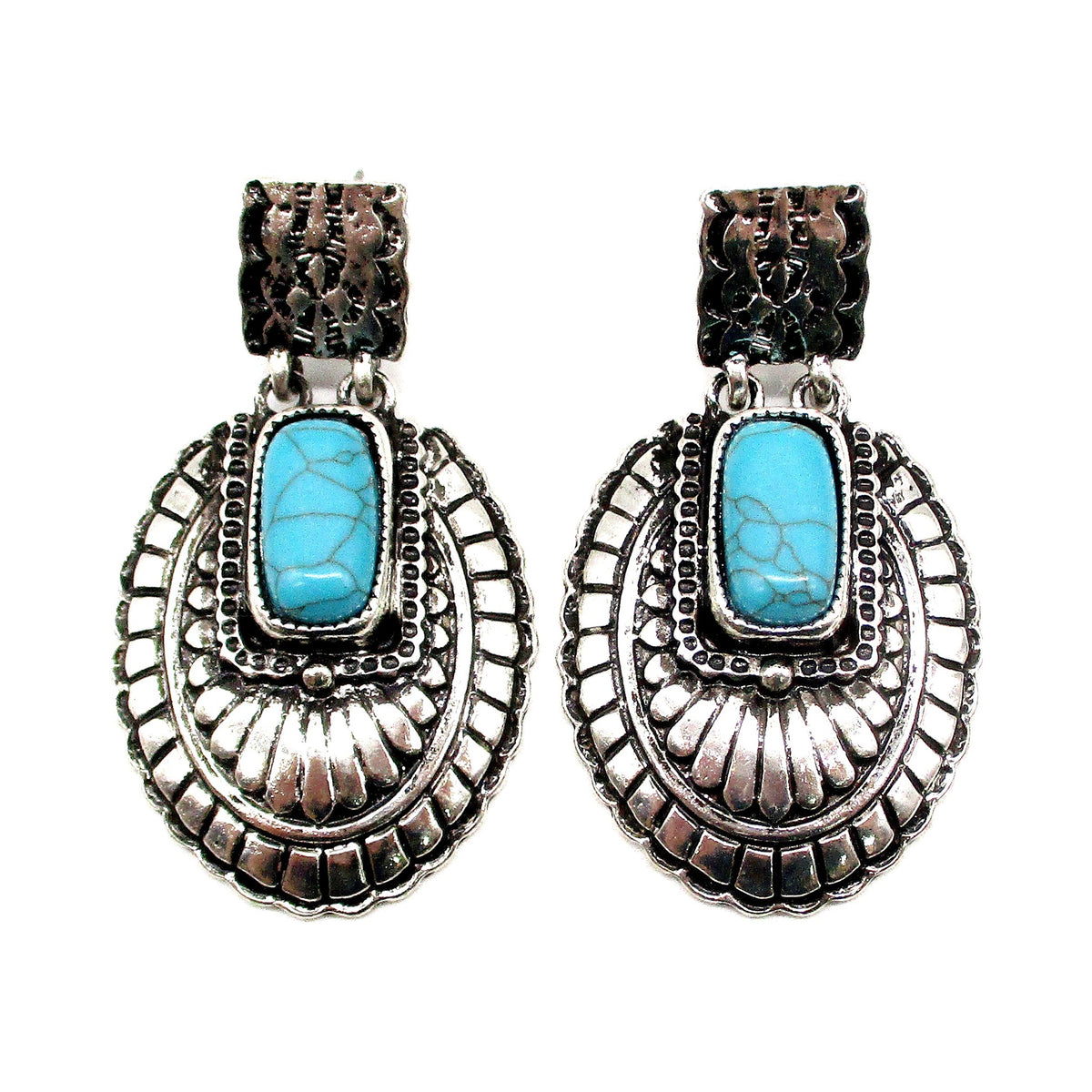 Western Concho Turquoise Earrings